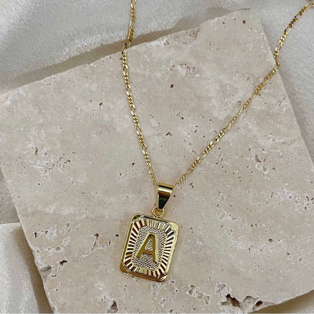 Bracha Initial Card Necklace (Letter A)